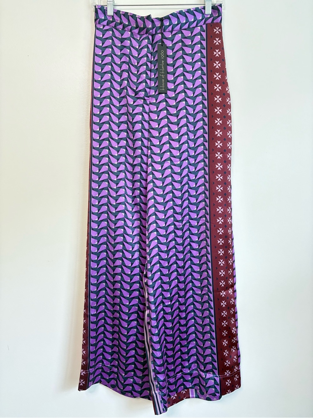 NWT House of Harlow 1960 Wide Leg Flowy High Rise Satin Feel Pants Boho Medium